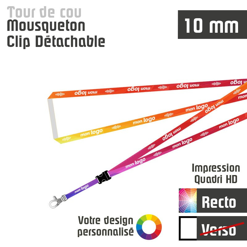 Tour de Cou Mousqueton J+20 Clip Détachable