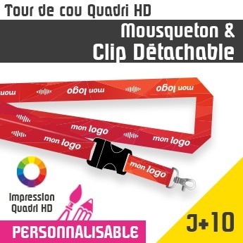 Tour de Cou Mousqueton J+10 Clip détachable