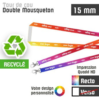 Tour de Cou Recyclé Double Mousqueton J+20