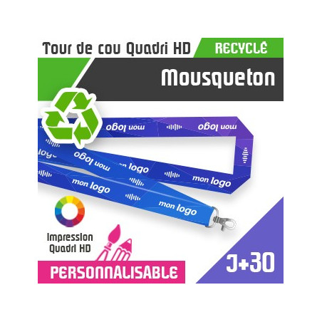 Tour de Cou Recyclé Mousqueton J+30