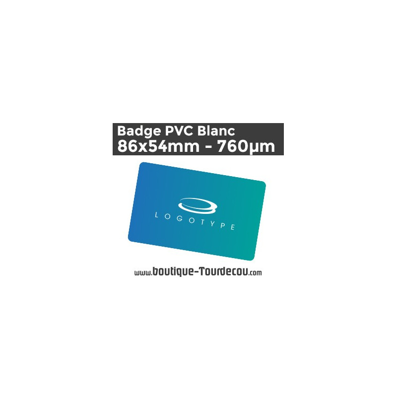 Badge PVC 86x54mm - Blanc - 760 µm - sans perforation