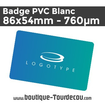 Badge PVC 86x54mm - Blanc - 760 µm - sans perforation