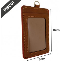 PBC01 Porte-badge en cuir | 55x75mm | Marron