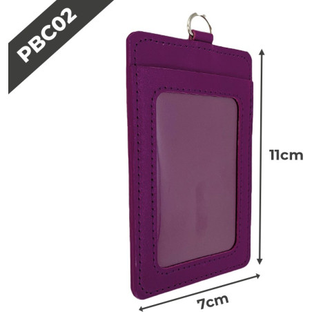 PBC02 Porte-badge en cuir | 55x75mm | Violet