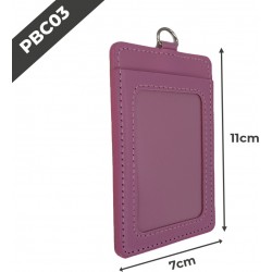 PBC03 Porte-badge en cuir | 55x75mm | Rose