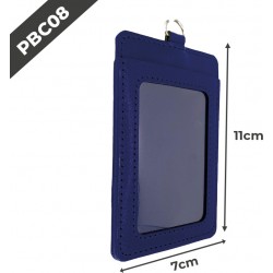 PBC08 Porte-badge en cuir | 55x75mm | Bleu foncé