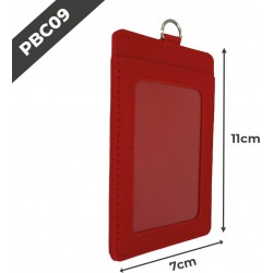 PBC09 Porte-badge en cuir | 55x75mm | Rouge