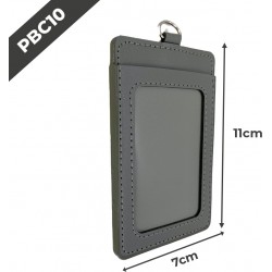 PBC10 Porte-badge en cuir | 55x75mm | Gris