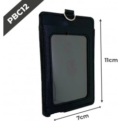 PBC12 Porte-badge en cuir | 55x75mm | Noir