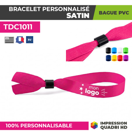 bracelet rose avec bague plastique noire mon logo