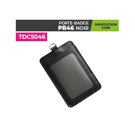 porte badge cuir noir