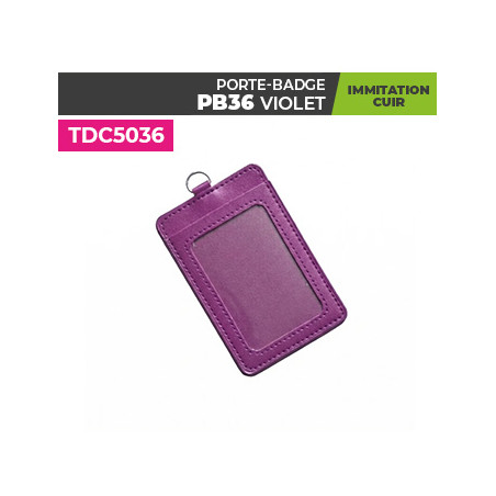 porte badge cuir violet