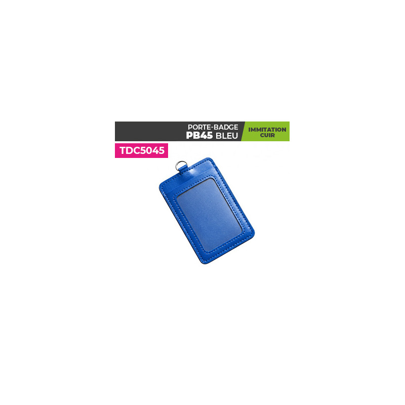 porte badge cuir bleu