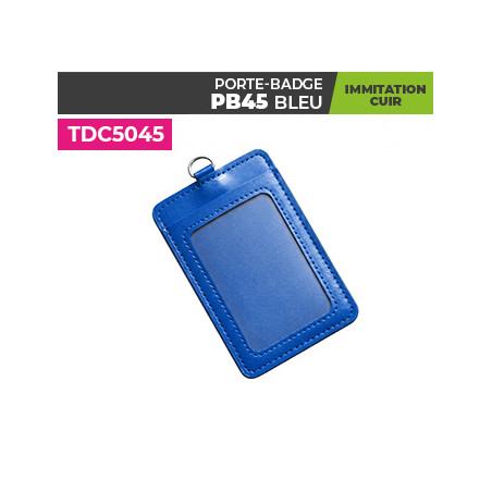 porte badge cuir bleu