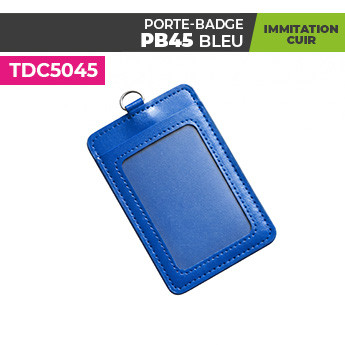 porte badge cuir bleu