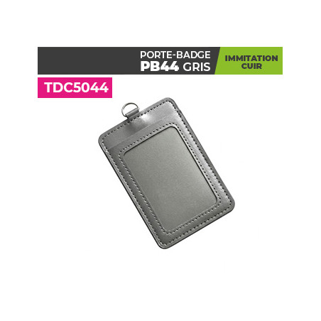 porte badge cuir gris