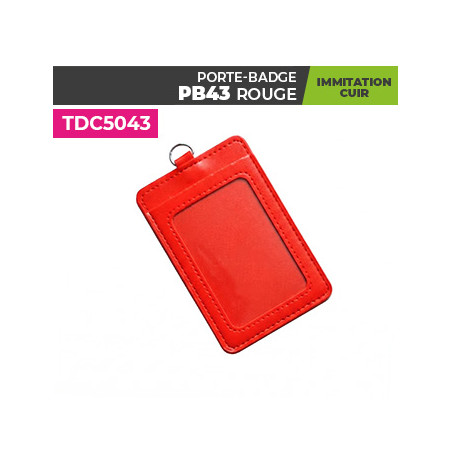 porte badge cuir rouge