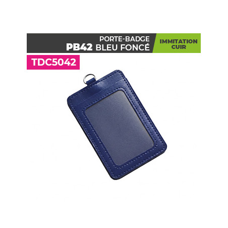 porte badge cuir bleu foncé