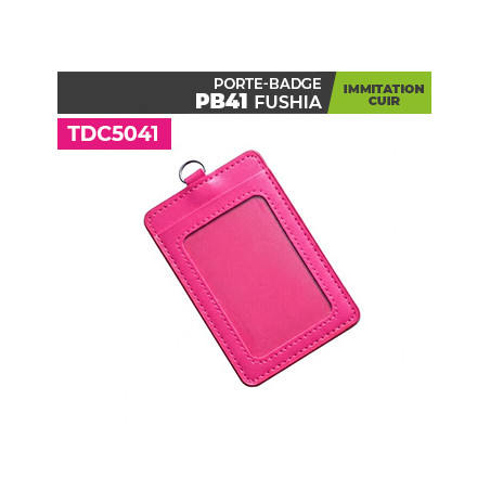 porte badge cuir fuchsia