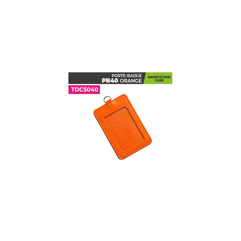 porte badge cuir orange