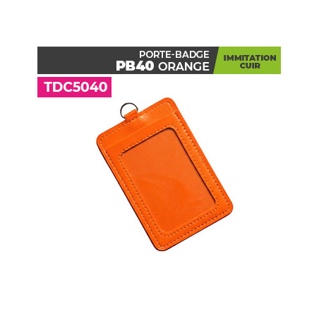 porte badge cuir orange
