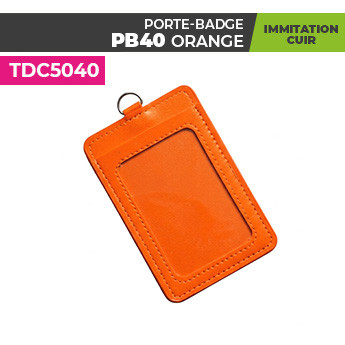 porte badge cuir orange