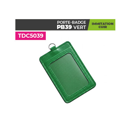 porte badge cuir vert