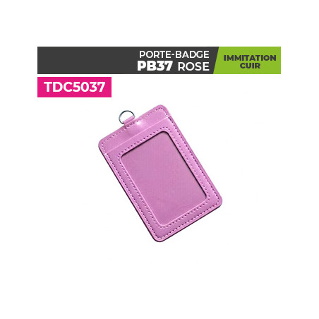 porte badge cuir rose