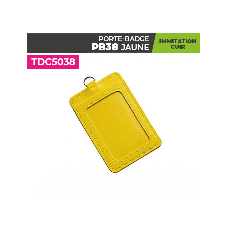 porte badge cuir jaune