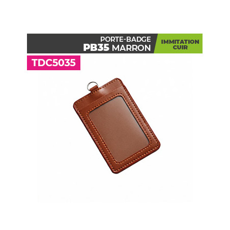 porte badge cuir marron