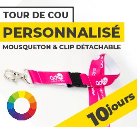 tour de cou personnalisé mousqueton et clip détachable