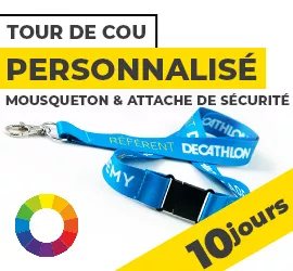 tour de cou personnalisé mousqueton et attache sécurité