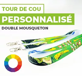 tour de cou personnalisé double mousqueton